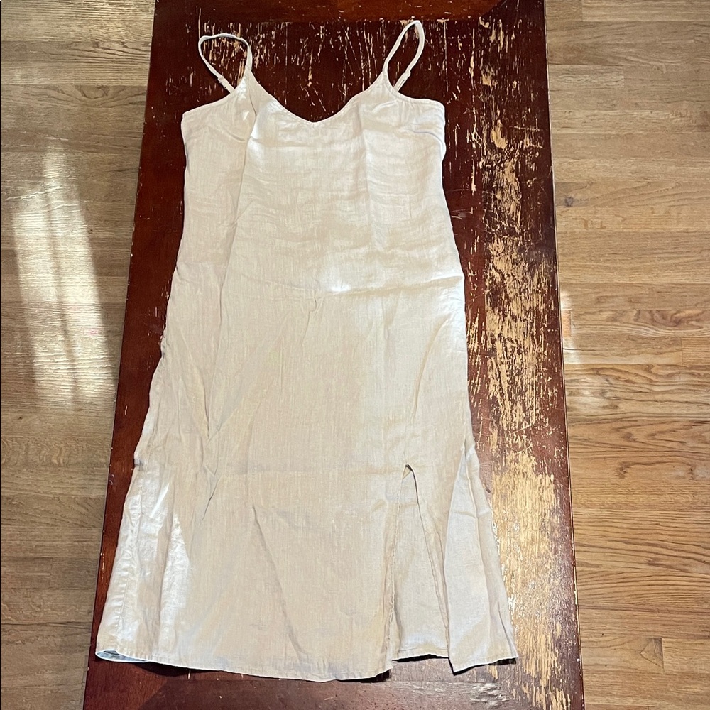 Rachel Zoe Linen Khaki V-neck Dress  size 4